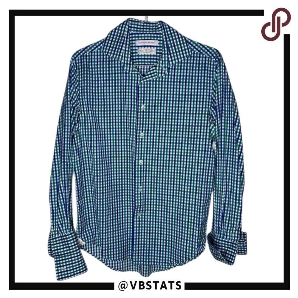 Rhodes & Beckett‎ Green/Blue Plaid Long Sleeve Dress Shirt Size 42 / 16.5 Slim